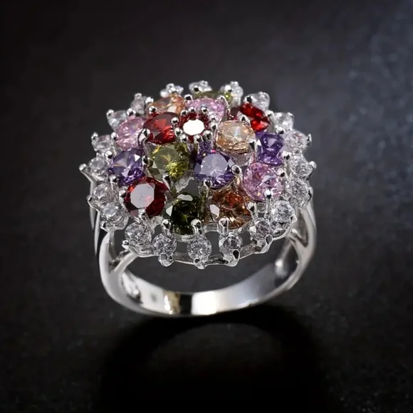 Gorgeous Multi Colored Cocktail Ring - Picture 6 of 6